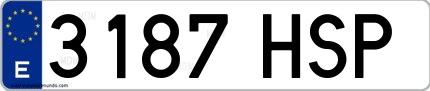 Ejemplo de matrícula española 3187 HSP
