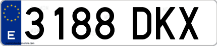 Ejemplo de matrícula de coche ordinaria 3188 DKX
