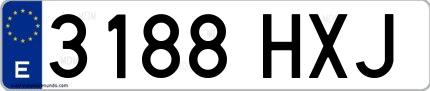 Ejemplo de matrícula española 3188 HXJ