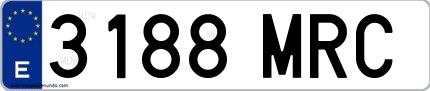 Ejemplo de matrícula española 3188 MRC