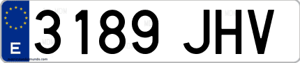 Ejemplo de matrícula de coche ordinaria 3189 JHV