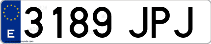 Ejemplo de matrícula de coche ordinaria 3189 JPJ