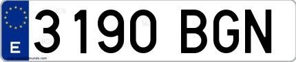 Ejemplo de matrícula española 3190 BGN