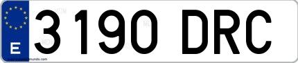 Ejemplo de matrícula española 3190 DRC