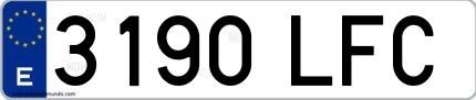Ejemplo de matrícula española 3190 LFC