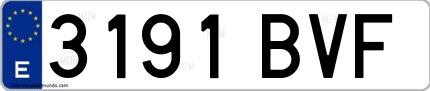Ejemplo de matrícula española 3191 BVF