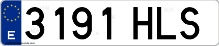 Ejemplo de matrícula de coche ordinaria 3191 HLS