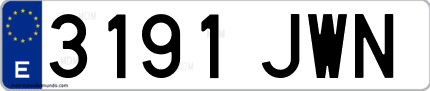 Ejemplo de matrícula de coche ordinaria 3191 JWN
