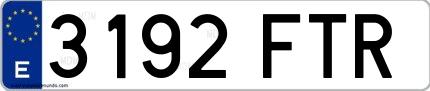 Ejemplo de matrícula española 3192 FTR