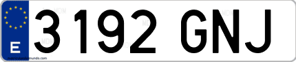 Ejemplo de matrícula de coche ordinaria 3192 GNJ