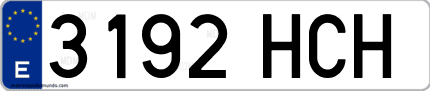 Ejemplo de matrícula de coche ordinaria 3192 HCH