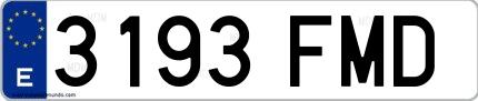 Ejemplo de matrícula española 3193 FMD