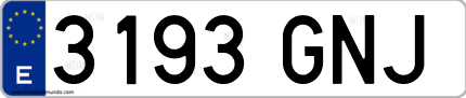 Ejemplo de matrícula de coche ordinaria 3193 GNJ
