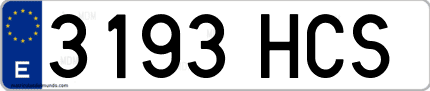 Ejemplo de matrícula de coche ordinaria 3193 HCS