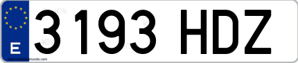 Ejemplo de matrícula de coche ordinaria 3193 HDZ