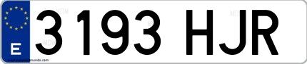 Ejemplo de matrícula española 3193 HJR
