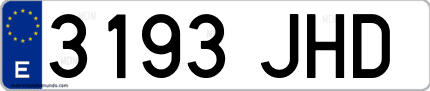 Ejemplo de matrícula de coche ordinaria 3193 JHD