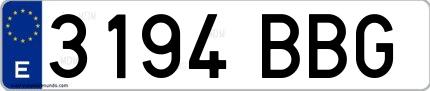 Ejemplo de matrícula española 3194 BBG