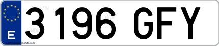 Ejemplo de matrícula española 3196 GFY
