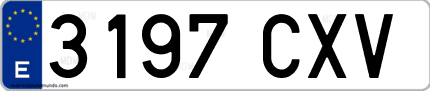 Ejemplo de matrícula de coche ordinaria 3197 CXV