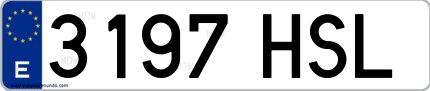 Ejemplo de matrícula española 3197 HSL