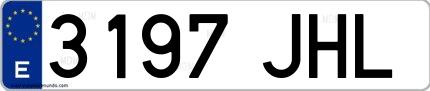 Ejemplo de matrícula española 3197 JHL