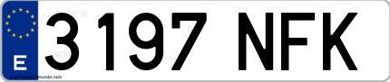 Ejemplo de matrícula española 3197 NFK