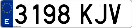 Ejemplo de matrícula de coche ordinaria 3198 KJV