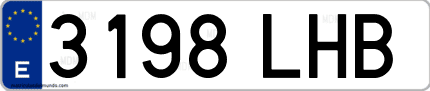 Ejemplo de matrícula de coche ordinaria 3198 LHB