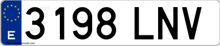Ejemplo de matrícula de coche ordinaria 3198 LNV