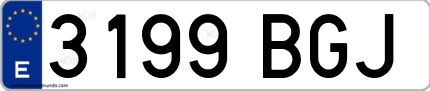 Ejemplo de matrícula de coche ordinaria 3199 BGJ