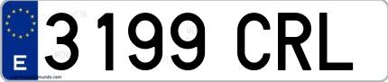 Ejemplo de matrícula española 3199 CRL