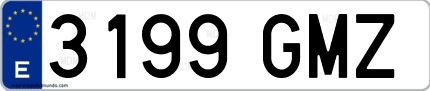 Ejemplo de matrícula de coche ordinaria 3199 GMZ