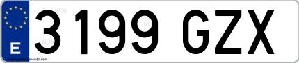 Ejemplo de matrícula española 3199 GZX