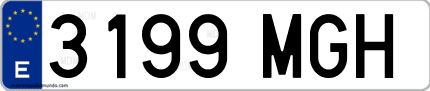 Ejemplo de matrícula de coche ordinaria 3199 MGH