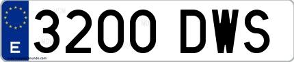 Ejemplo de matrícula española 3200 DWS