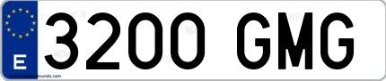 Ejemplo de matrícula española 3200 GMG