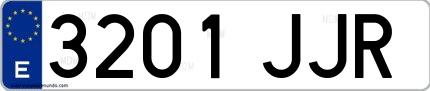 Ejemplo de matrícula española 3201 JJR