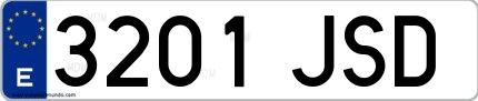 Ejemplo de matrícula española 3201 JSD