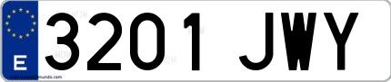 Ejemplo de matrícula española 3201 JWY