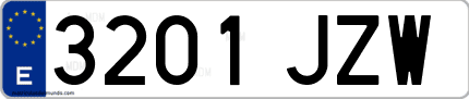 Ejemplo de matrícula de coche ordinaria 3201 JZW