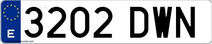 Ejemplo de matrícula española 3202 DWN