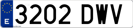 Ejemplo de matrícula de coche ordinaria 3202 DWV