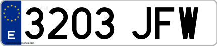 Ejemplo de matrícula de coche ordinaria 3203 JFW