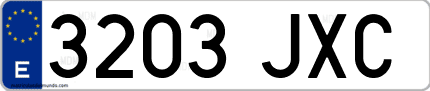 Ejemplo de matrícula de coche ordinaria 3203 JXC