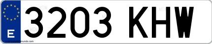 Ejemplo de matrícula española 3203 KHW