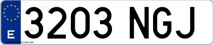 Ejemplo de matrícula española 3203 NGJ