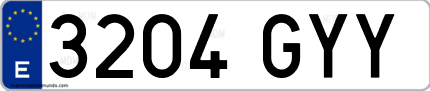 Ejemplo de matrícula de coche ordinaria 3204 GYY