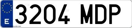 Ejemplo de matrícula española 3204 MDP