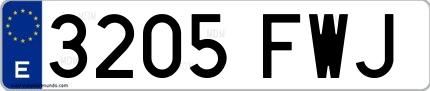 Ejemplo de matrícula española 3205 FWJ